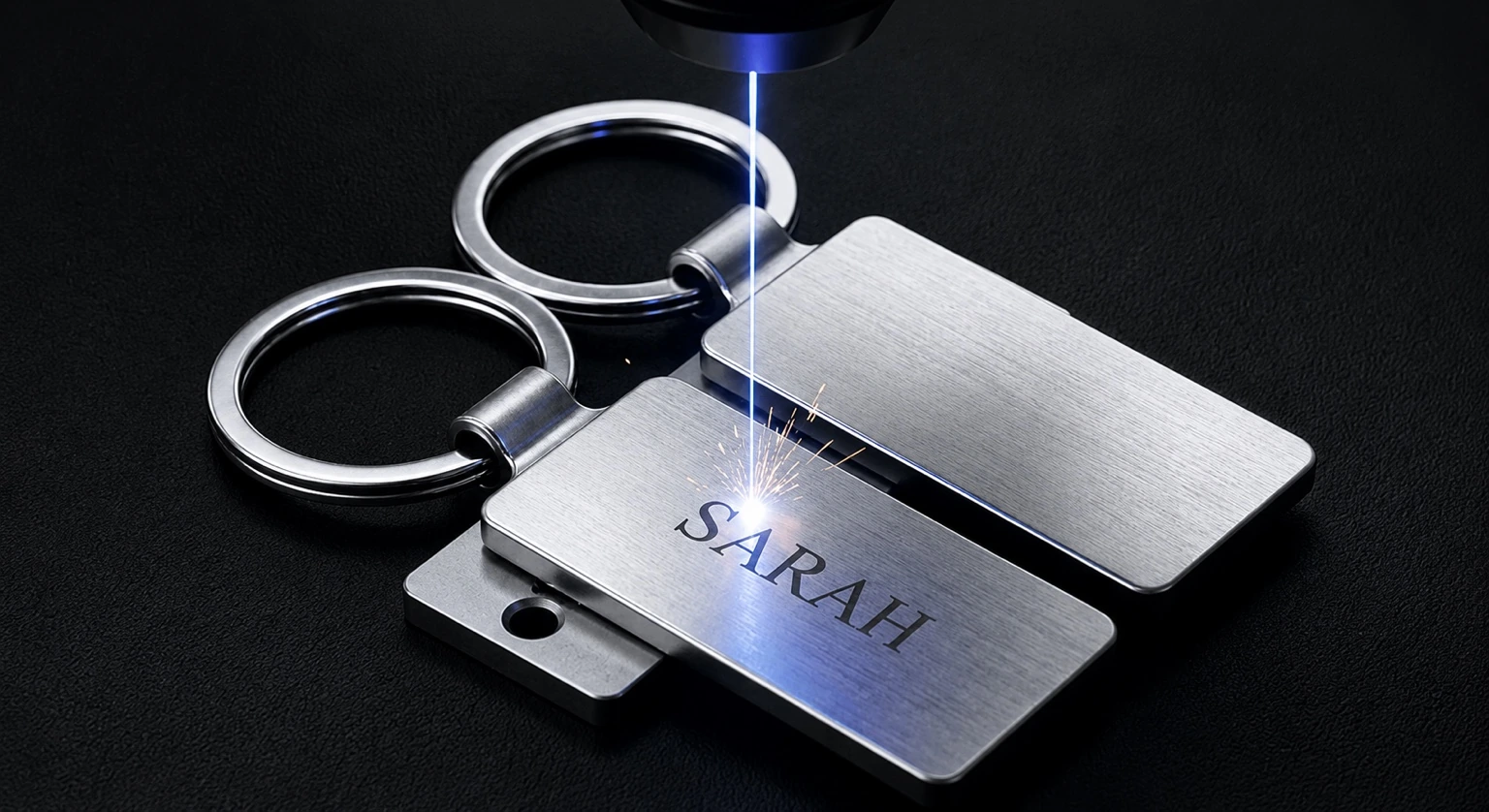 Keychain being engraved