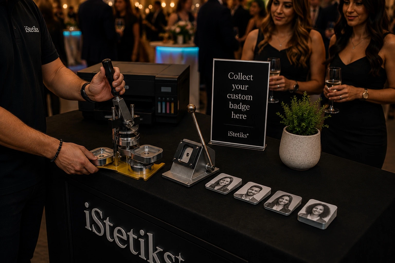 iStetiks badge making station operating during an event